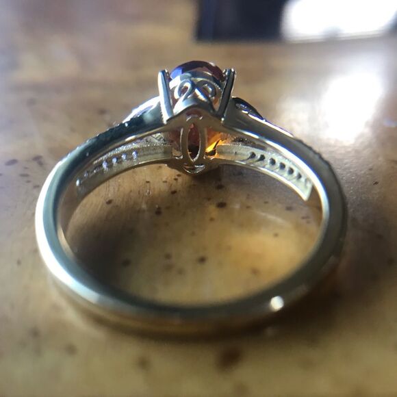 Natural Brazilian Cherry Citrine Sterling Silver Yellow Gold Vermeil Ring Size 9 - Picture 7 of 9